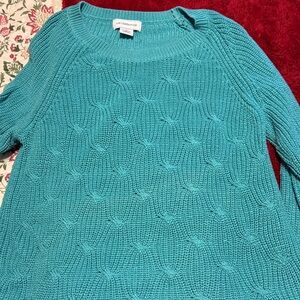 Liz Claiborne Teal Textured Knit Sweater